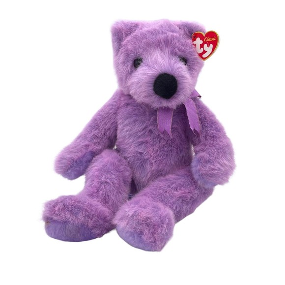 TY Beanie Classic Collection 1999 LILACBEARY The Plush Bear Stuffed Animal Toy - Picture 1 of 11